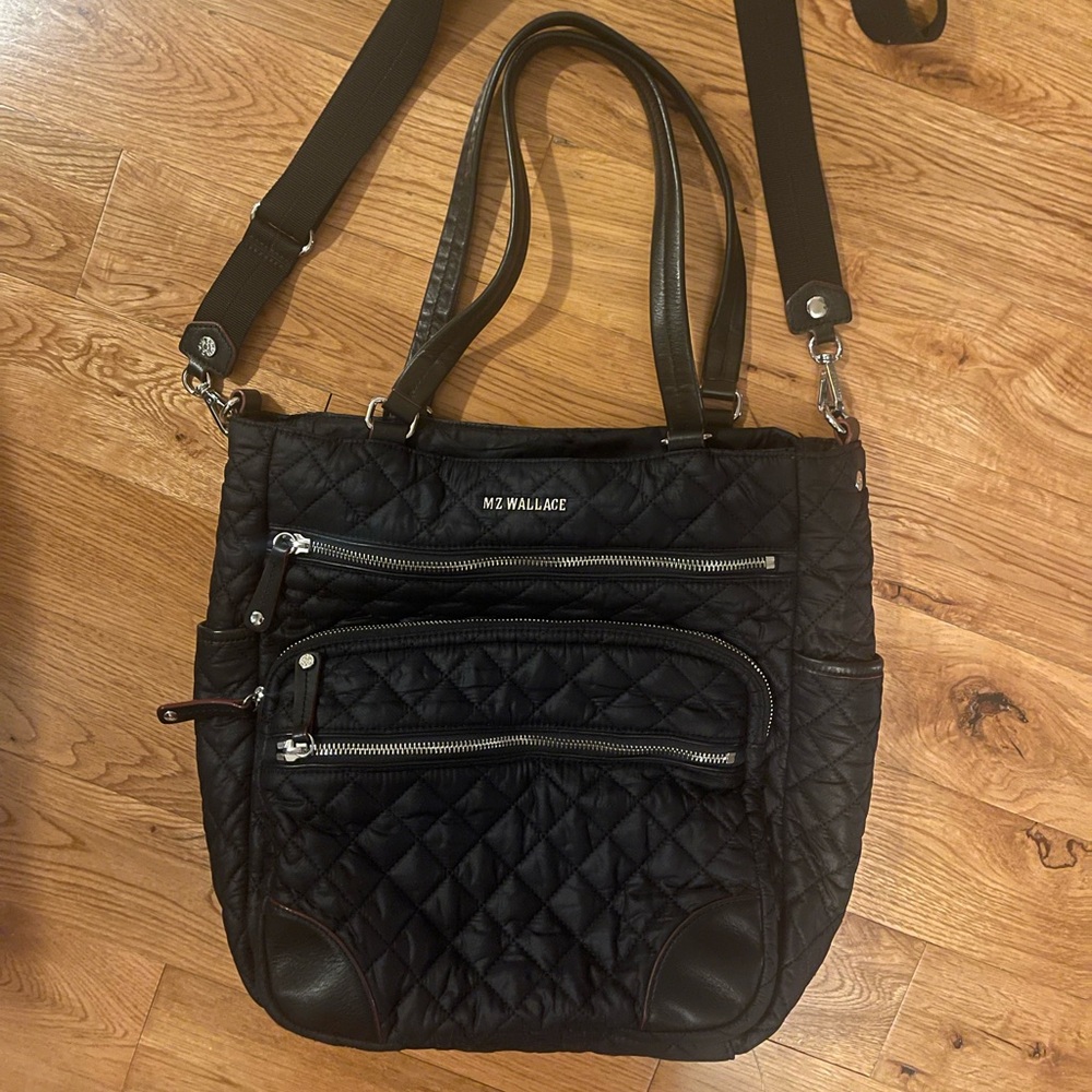 MZ Wallace Downtown Crosby Black Quilted Crossbody Bag